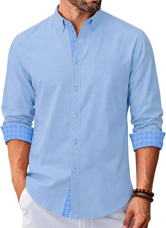 DiBanGu Mens Oxford Dress Shirt Long Sleeve Button Down
