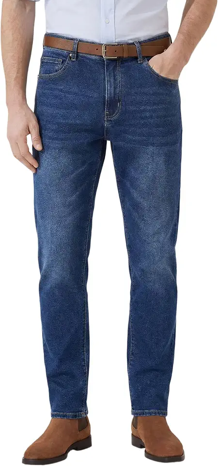 MZNBURAM Men's Slim Fit Stretch Jeans - Casual Taper Denim Pants for Everyday Work and Daily Wear, All Season Comfort