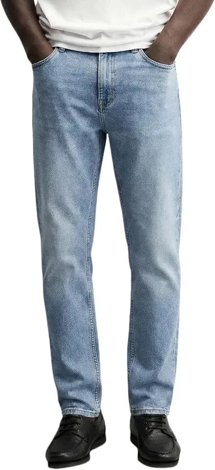 Men's Slim Tapered Fit Jeans Stretch Denim Pants - Casual Everyday Comfort Classic Washed Jeans for Work Daily All Season