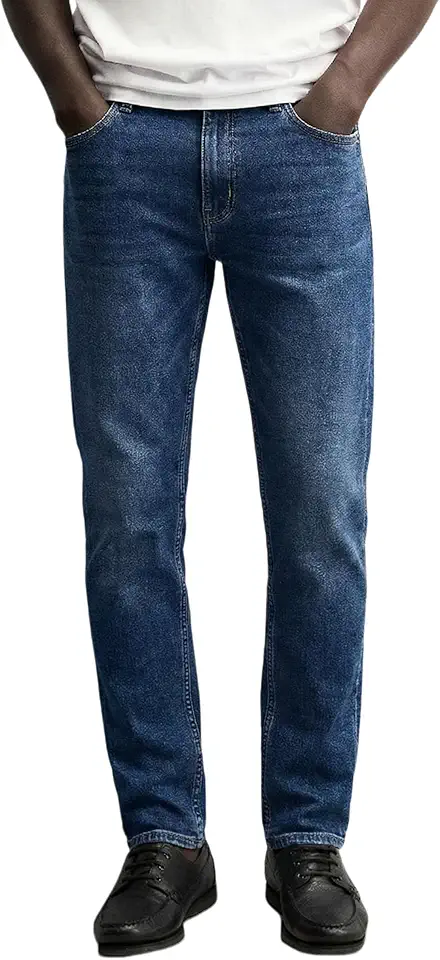 Men's Slim Tapered Fit Jeans Stretch Denim Pants - Casual Everyday Comfort Classic Washed Jeans for Work Daily All Season
