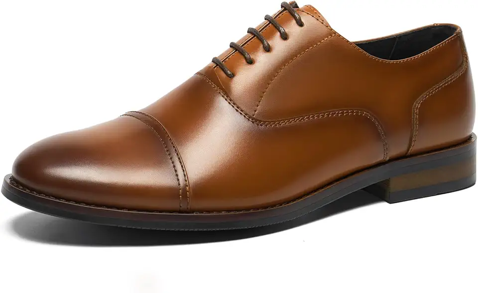 HEEZ Men's Dress Shoes, Cap Toe Oxford Shoes for Men Non Slip, Lace Up Formal Shoes for Business Office Church