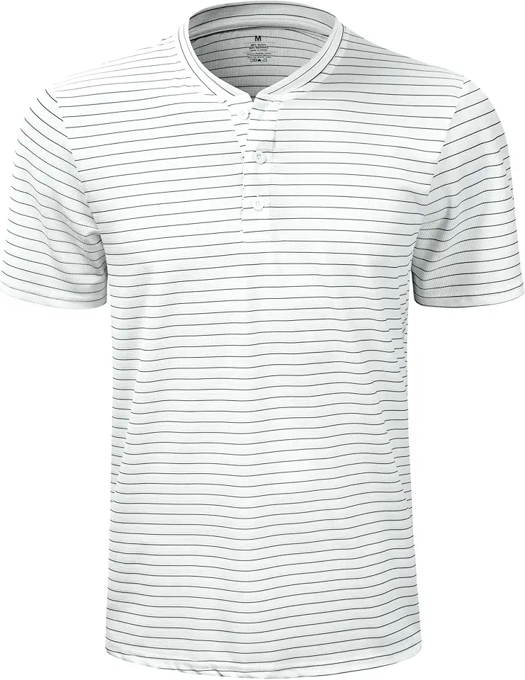 TAPULCO Collarless Golf Shirts for Men Quick Dry Color Block Breathable Soft Athletic Casual Daily T-Shirts