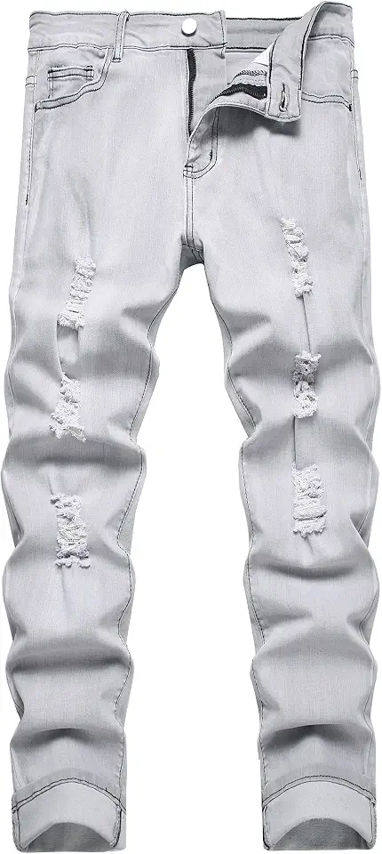 Men's Slim Fit Distressed Grey Jeans
