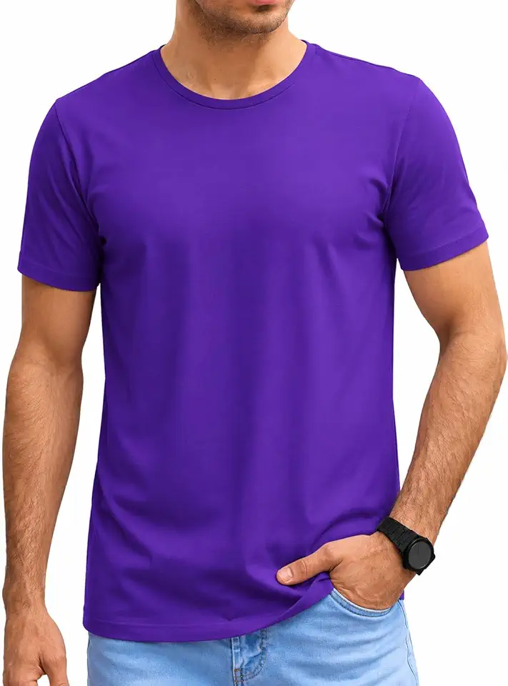 Mens Crew Neck Short Sleeve T-Shirts Cotton Breathable Summer Tees S-4XL