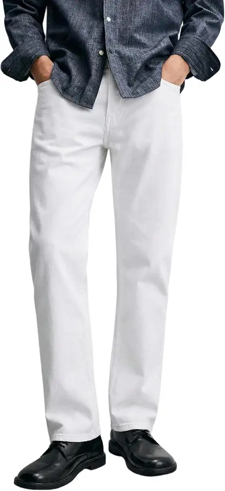 Men's Off White Straight Leg Jeans
