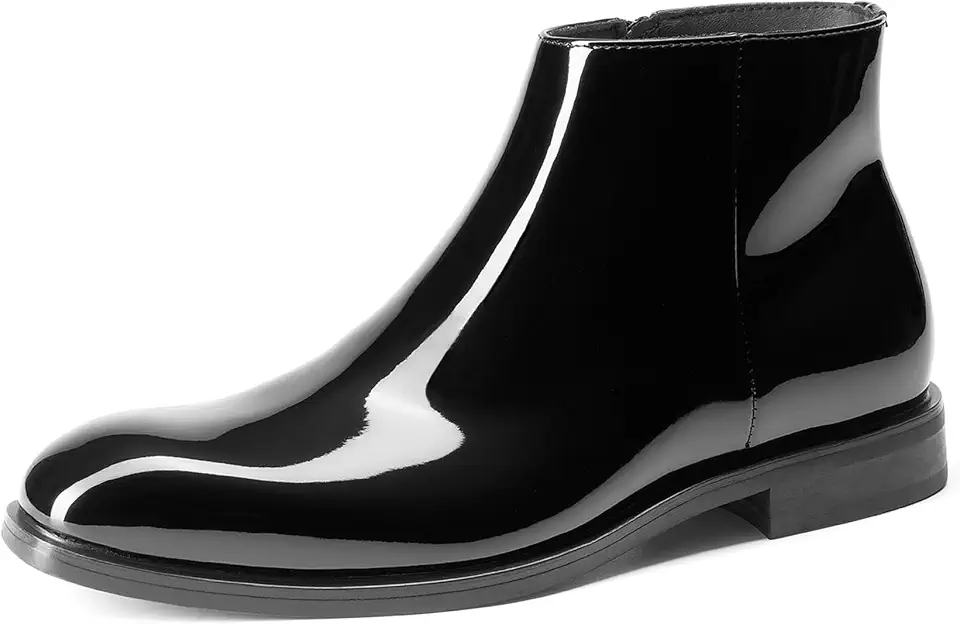 Men's Black Patent Leather Chelsea Boots