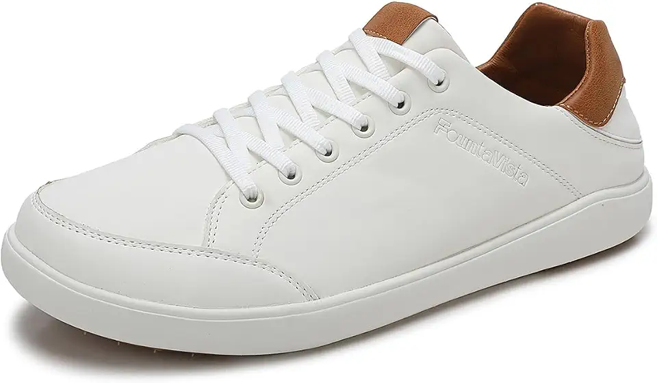 Men's Dress Sneakers, Casual Synthetic Leather Shoes, Ultra-Lightweight Lace Up with Wide Toe Box, Retro Minimalist Walking Shoes for Business, Office & Daily Commute