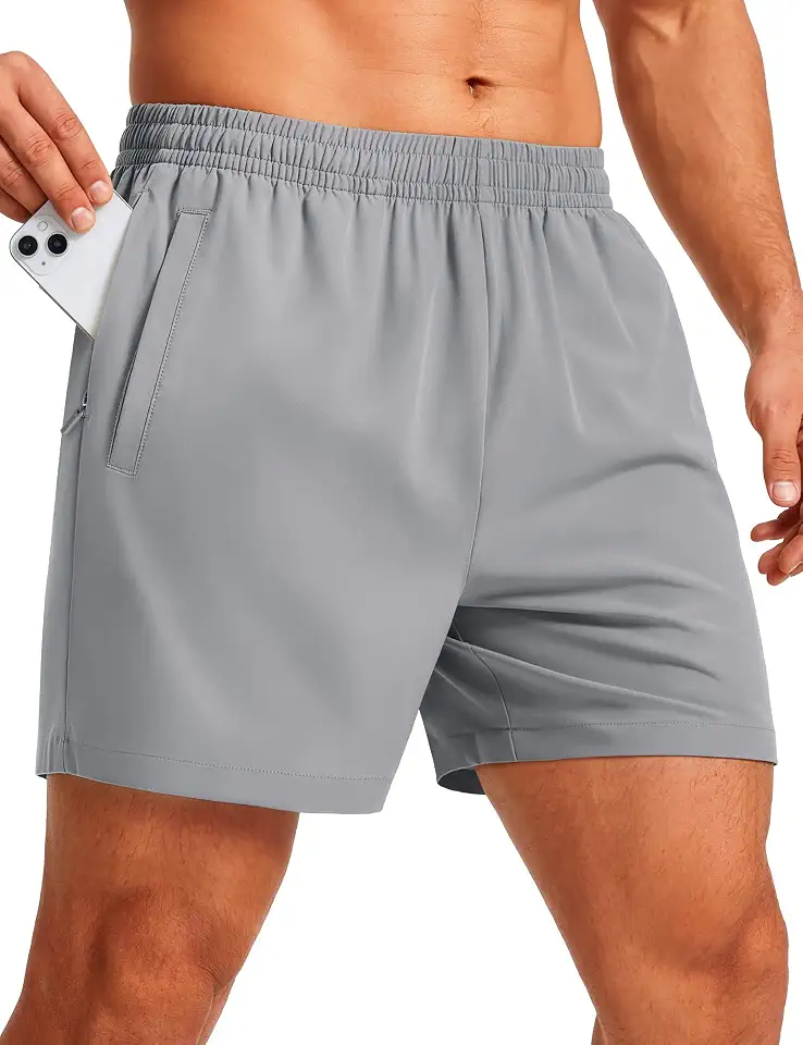 MAGCOMSEN Men's Athletic Shorts 5" Quick Dry Lightweight Linerless Gym Workout Hiking Shorts with Zipper Pocket