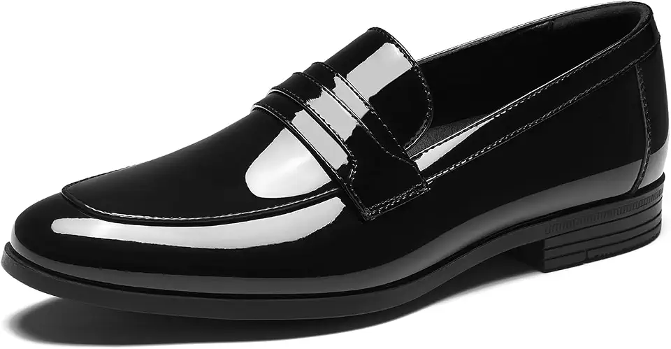 HEEZ Men's Tuxedo Shoes Slip On Dress Loafers Black Formal Dress Shoes