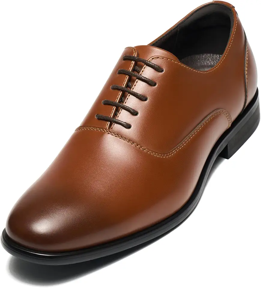 HEEZ Men's Oxford Dress Shoes, Plain Toe Formal Shoes for Men Non Slip, Comfortable Lace Up Oxfords for Business Wedding Office Prom Graduation