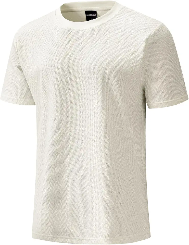 Mens Knit T-Shirts, Casual Short Sleeve Crewneck Pullover T-Shirt Jacquard Tees