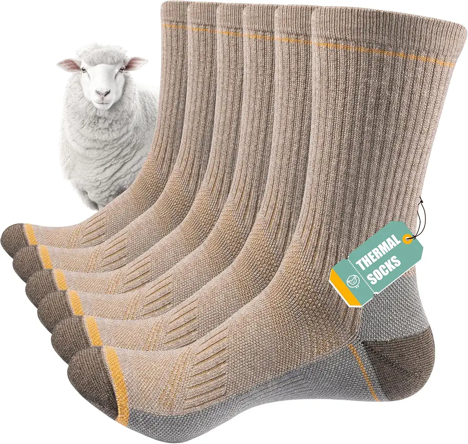 Merino Wool Hiking Socks Thermal Crew for Men & Women, 3 Pairs