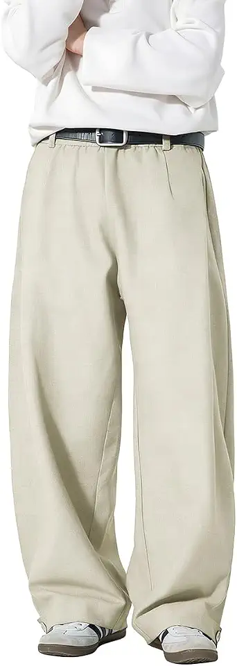Men's Wide Leg Pleated Tapered Pants