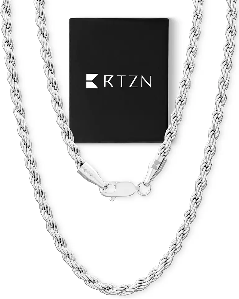 Gold Rope Chain for Men – 3mm, 4mm Mens Rope Chain – Premium Stainless Steel Necklace for Men & Boys – Non-Tarnish & Waterproof Black, Silver, Gold Mens Chain Necklaces – 18/20/22/24/26" Inches