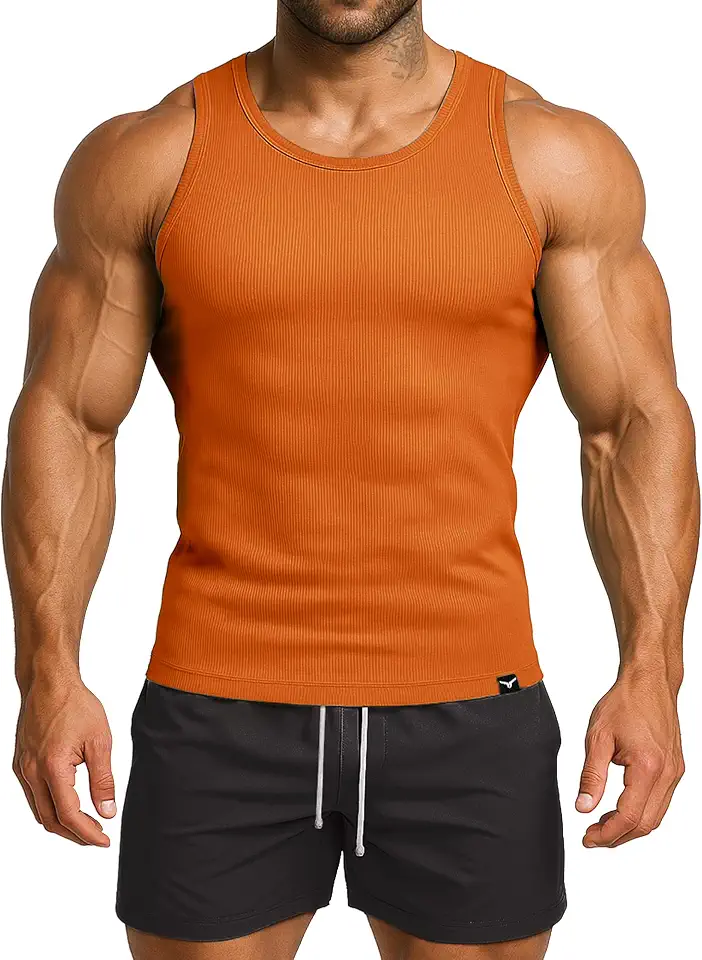 Men's Ribbed Workout Tank Top Muscle Shirt