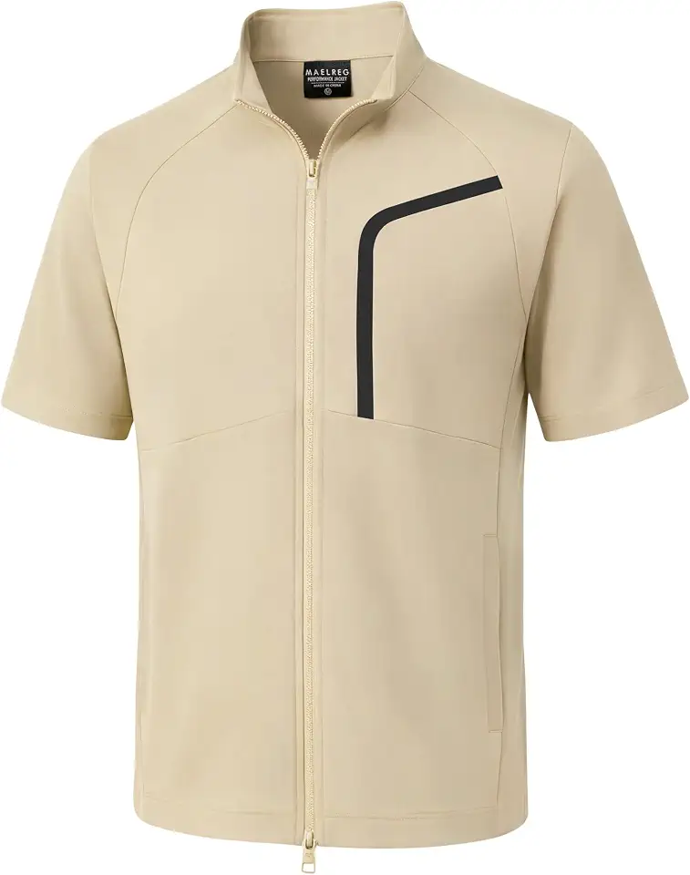 Short Sleeve Golf Jackets for Men with Full Zipper Lightweight UPF50+ Hiking Vests For Men with Button Pockets