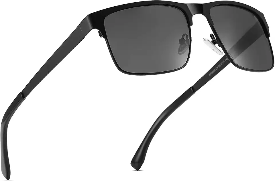 Polarized Sunglasses for Men, UV400 Metal Frame Square Aviator
