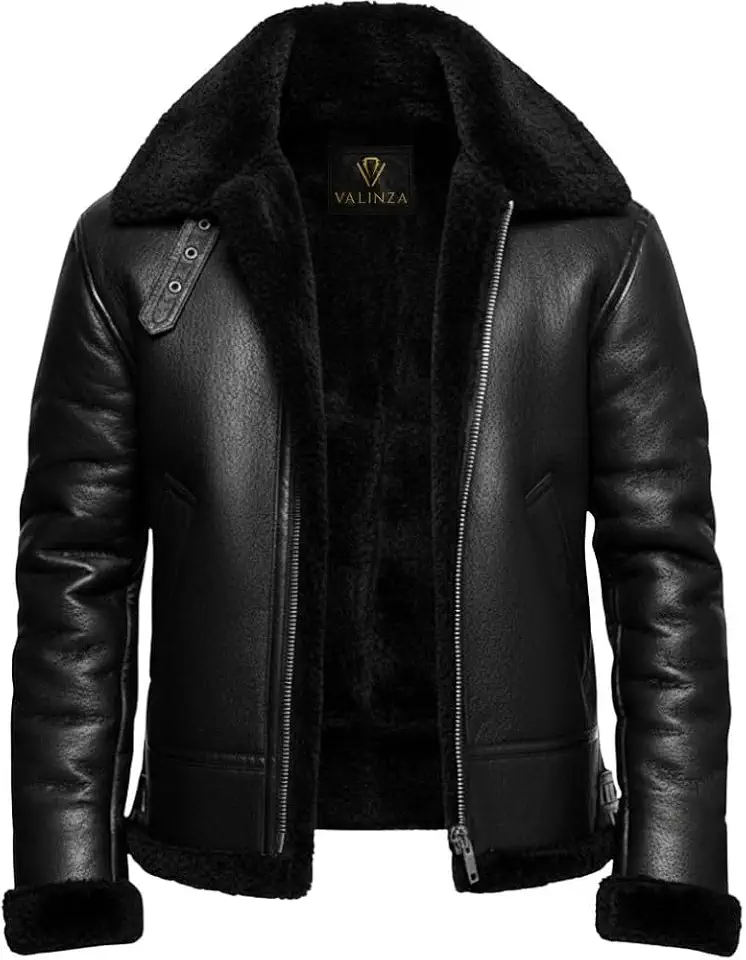 Men's B3 Shearling Fur Bomber Leather Jacket - RAF Aviator Flight Pilot WWII Real Genuine B3 Bomber Leather Jacket for men