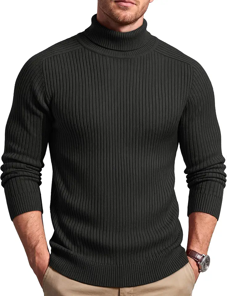 TACVASEN Men's Turtleneck Sweater Knitted Pullover Long Sleeve Sweaters
