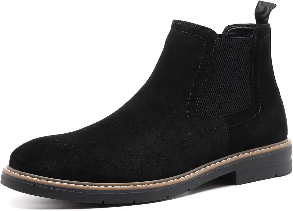 DECARSDZ Mens Comfortable Fashion Black Suede Chelsea Boots Slip On Ankle Dress Chukka Boot for Men