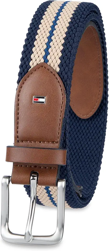 Tommy Hilfiger Men's Fabric Web Belt, Fully Adjustable Casual Belt With Comfortable Custom Fit
