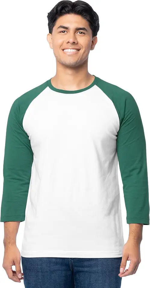 Fruit of The Loom Men's Raglan 3/4 Sleeve Colorblock T-Shirt