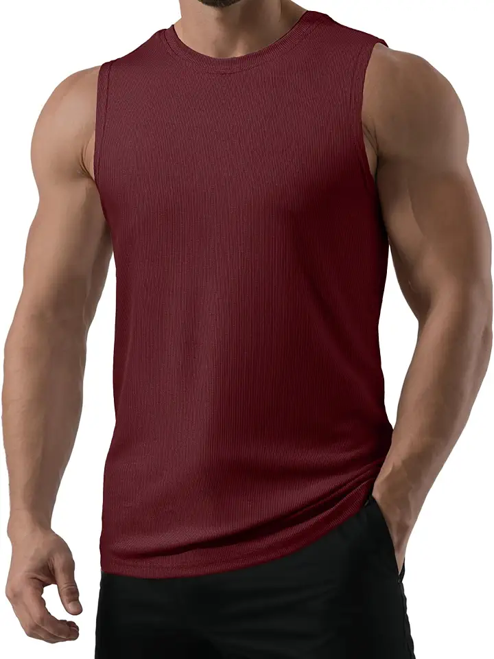 JMIERR Mens Sleeveless Ribbed Tank Tops Workout Muscle Fit Gym T Shirts