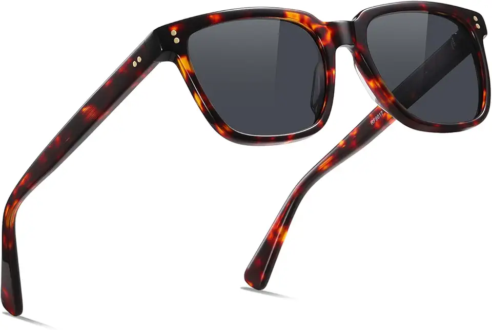 Acetate Polarized Sunglasses Men UV400 Protection Retro Square Classic Shades Driving Fishing Outdoor Thick Glasses