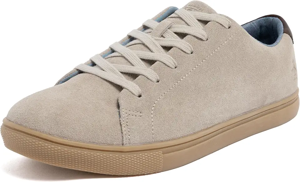Original Penguin Men’s Low Top Leather and Suede Sneakers, Casual Lace-Up Court Shoes with Cushioned Insole, Everyday Fashion Walking Sneakers