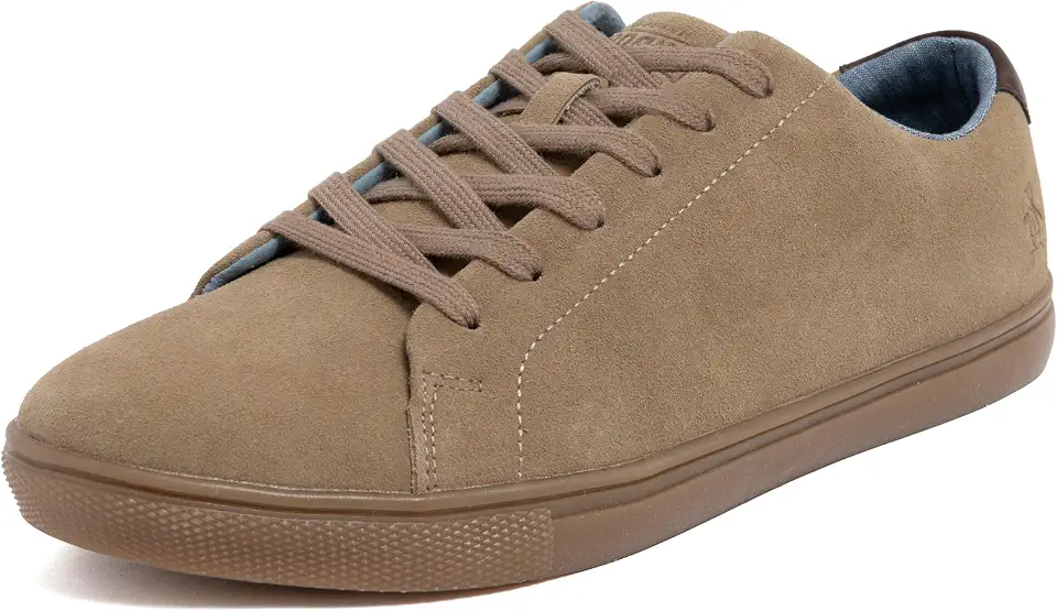 Original Penguin Men’s Low Top Leather and Suede Sneakers, Casual Lace-Up Court Shoes with Cushioned Insole, Everyday Fashion Walking Sneakers