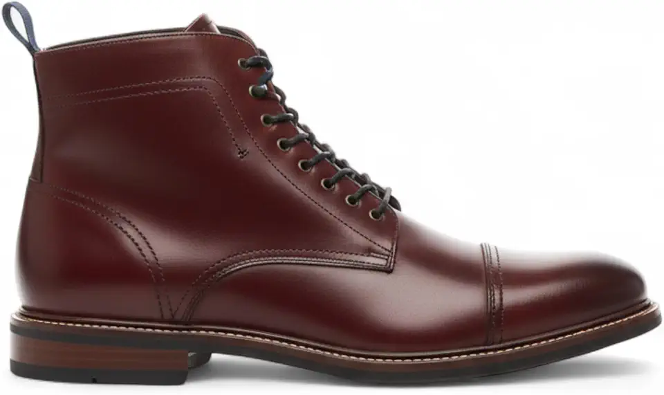 Antique Rogue Men's Billy Capped Balmoral Burgundy Leather Dress High Ankle Boots