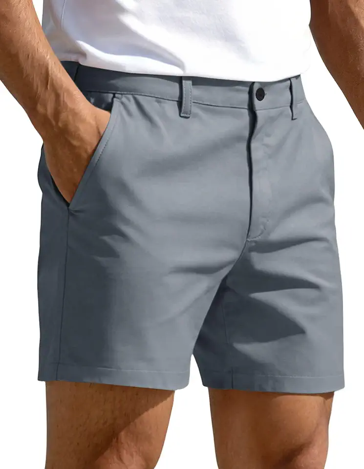 PULI Men's 5" Inseam Hybrid Flat Front Golf Shorts Chino