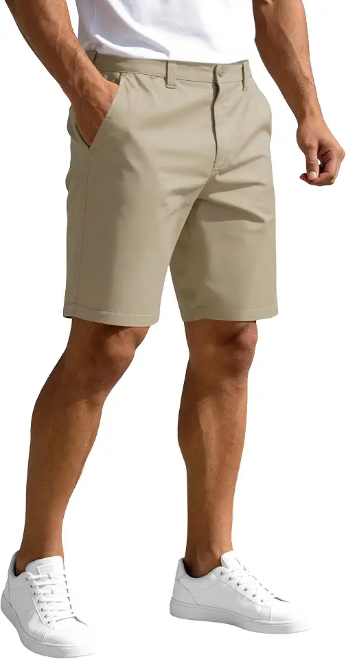 PULI Men's Golf Dress Shorts 9 Inch Flat Front Hybrid