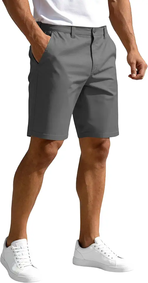 PULI Men's Golf Dress Shorts 9 Inch Flat Front Hybrid