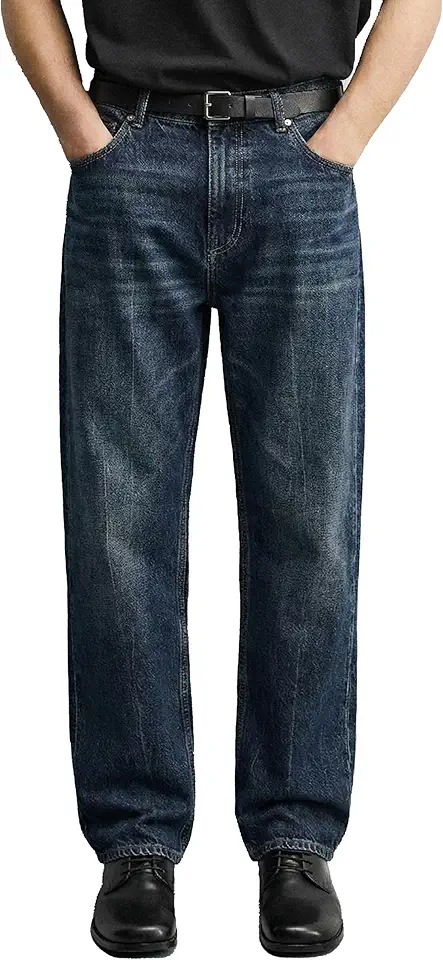MZNBURAM Men's Regular Fit Straight Leg Jeans - Classic Casual Denim Pants for Everyday Work and All Season Wear