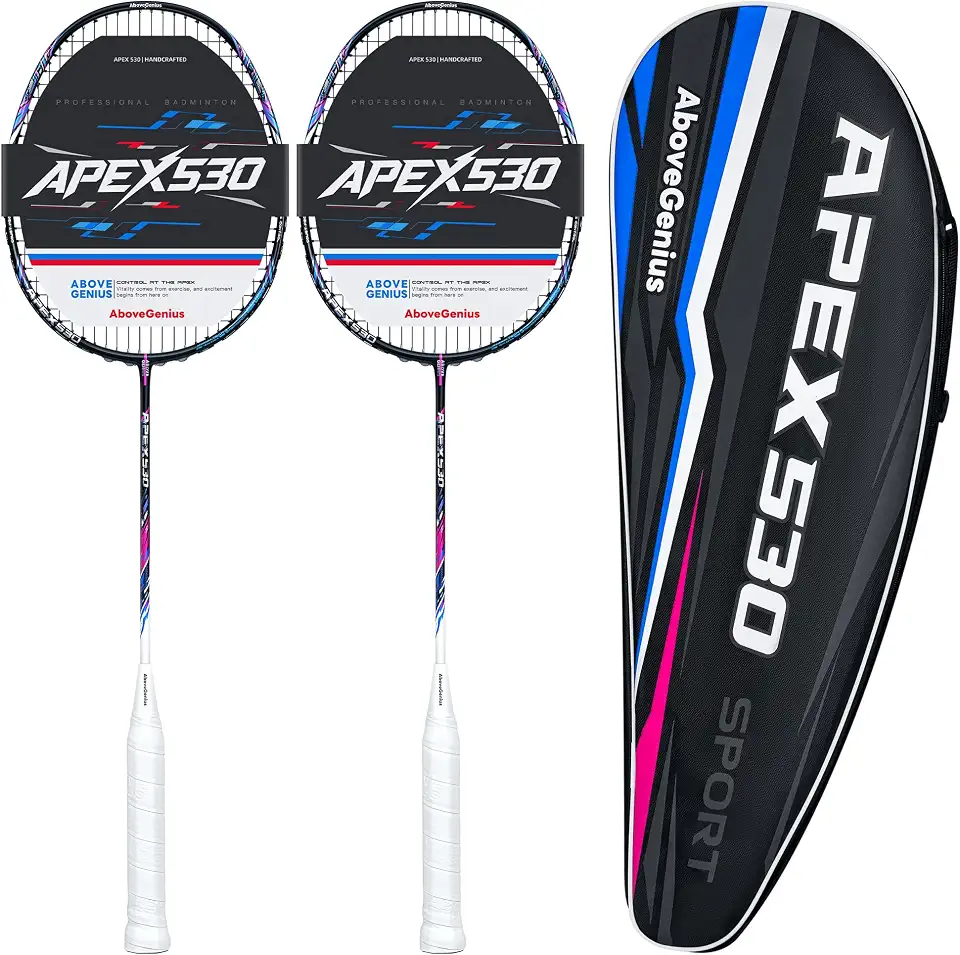 AboveGenius Carbon Fiber Badminton Racket Set Includes 1/2 PCS Rackets