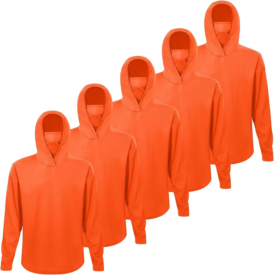 LeeHanTon Men's Long Sleeve Shirts with Mask UPF 50+ Sun Protection Cooling Hoodie Fishing Shirt Hiking Cycling T-Shirts