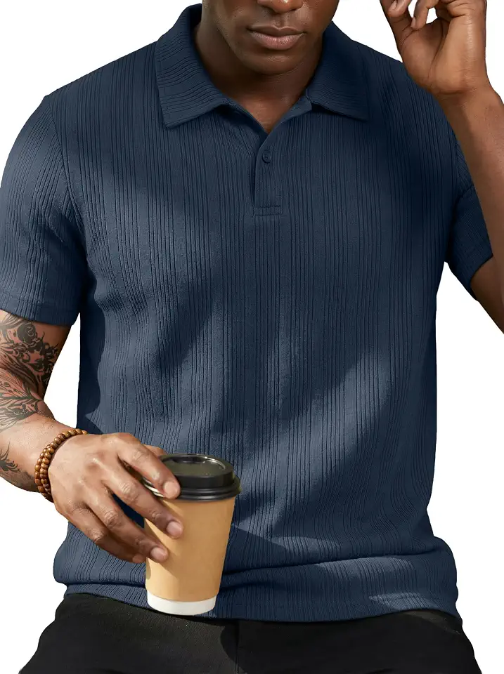 Men's Navy Knit Polo Shirt