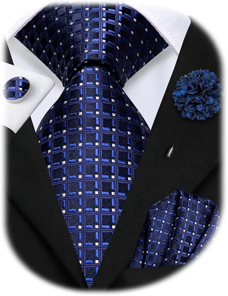 Hi-Tie Mens Paisley Floral Striped Ties Set Silk Necktie and Lapel Pin for Men Pocket Square Cufflinks Set Business Wedding