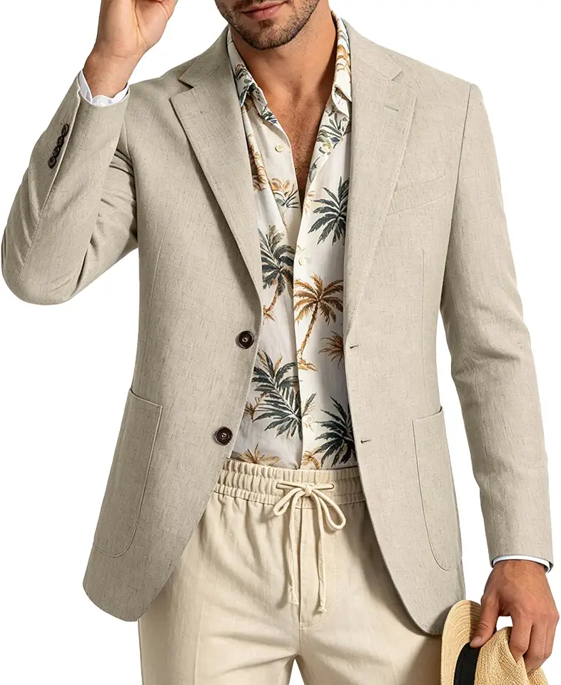 Linen Blazers for Mens Linen Suit Jackets Mens Lightweight Sports Coats Casual Blazer for Men Summer Blazer Slim Fit