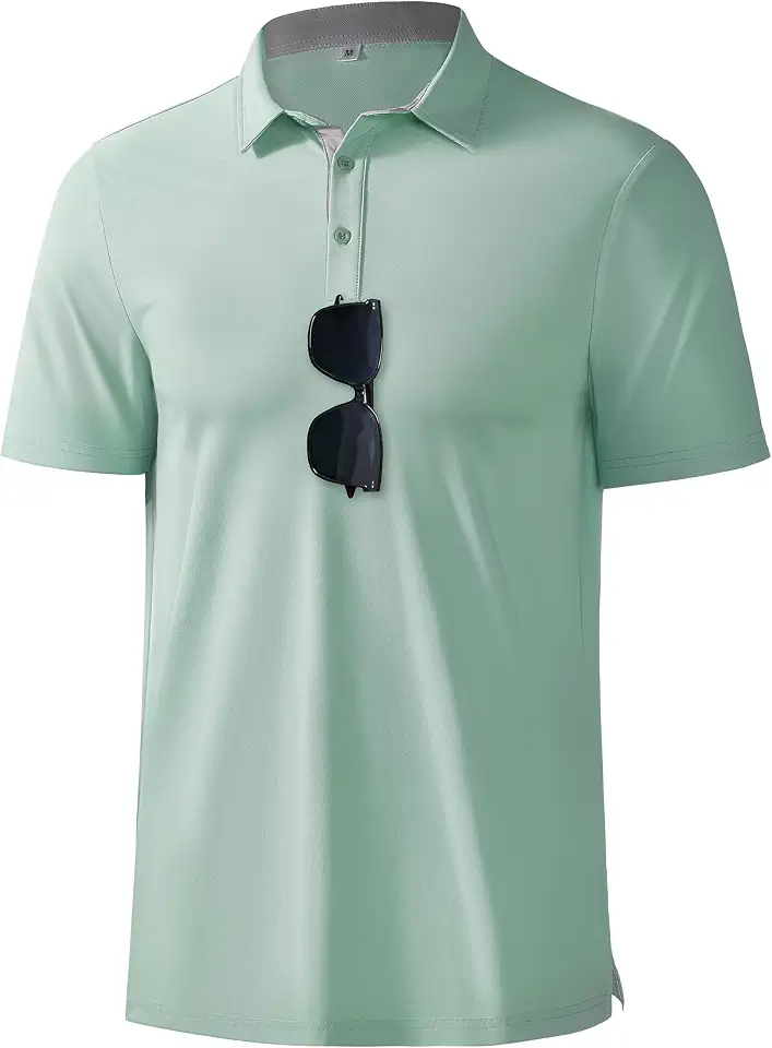 Mens Polo Shirts Short Sleeve Breathable Dry Fit Moisture Wicking Performance Polo for Golf Casual Business