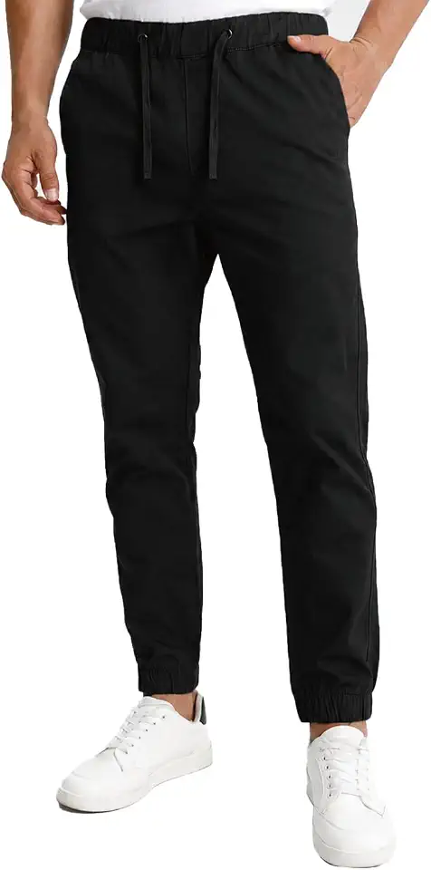 Matchstick Men’s Chino Jogger Pants, 3-Pocket Cotton Tapered Casual Pants