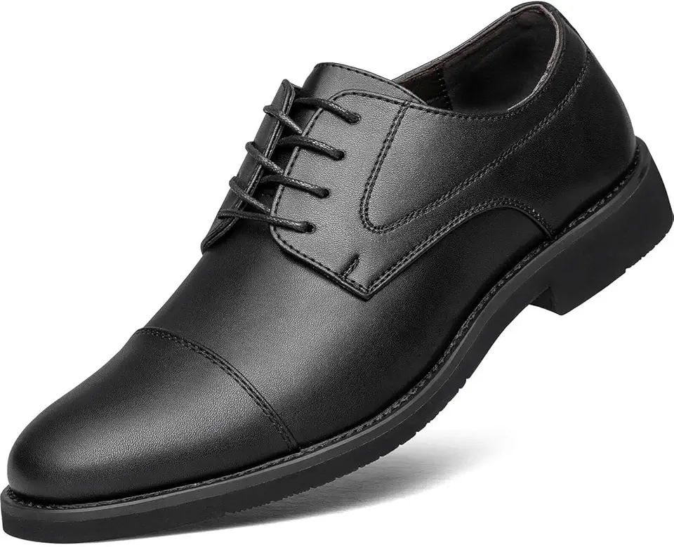 Men's Dress Shoes Business Casual Cap-Toe Oxford Shoes for Men Tuxedo Fashion Derby Comfortable Wedding Mens Office Formal Lightweight Shoes Non-Slip Work Everyday Driving Travel Footwear