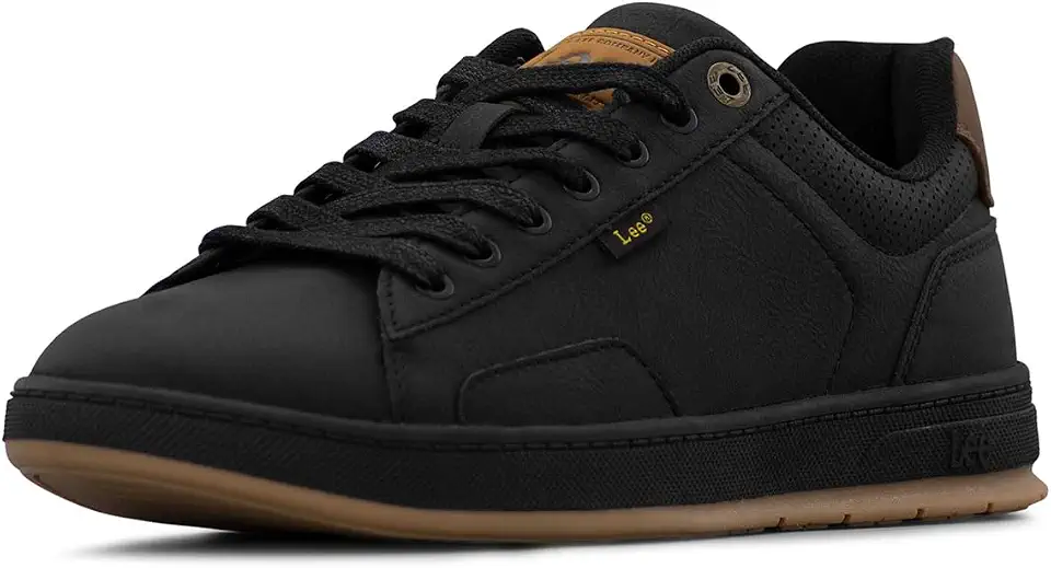 Men's Black Gum Sole Court Sneakers