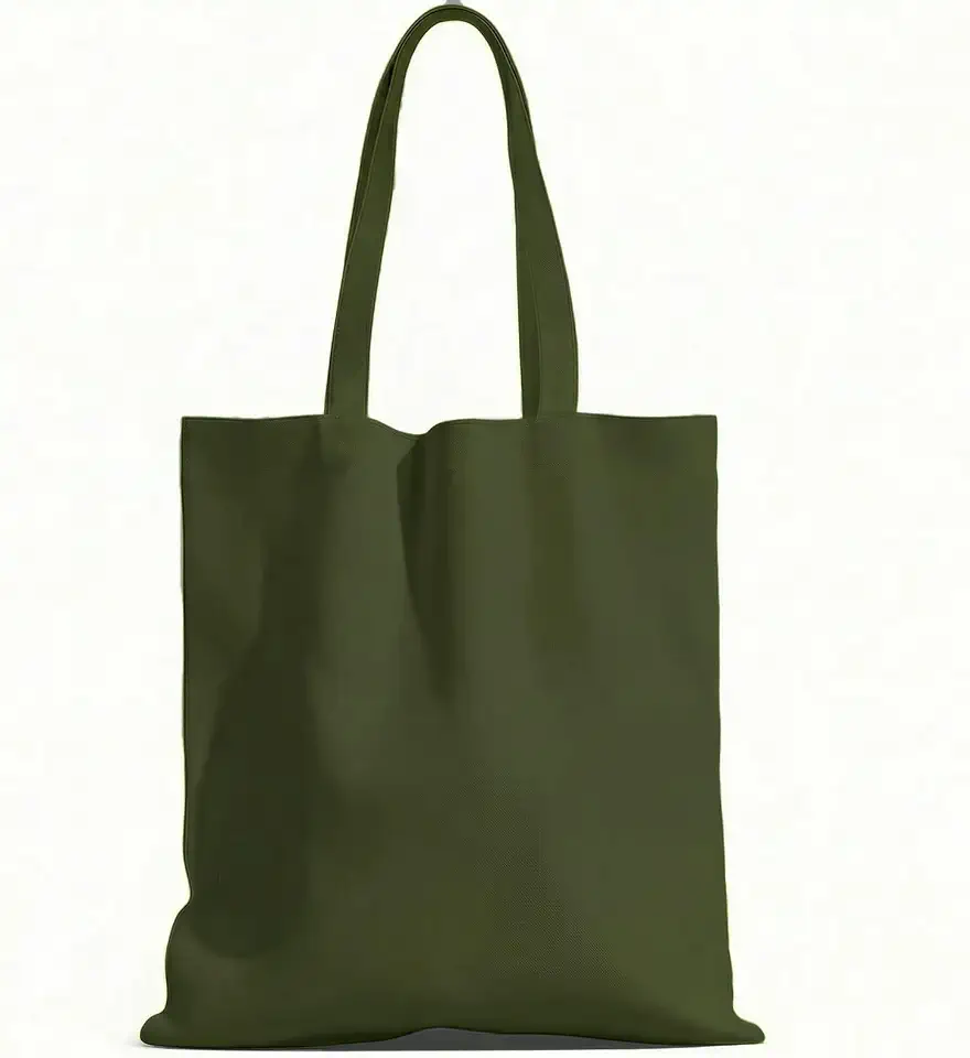 1 Pack Canvas Tote Bags With Handle, Shopping Bag, Olive Green