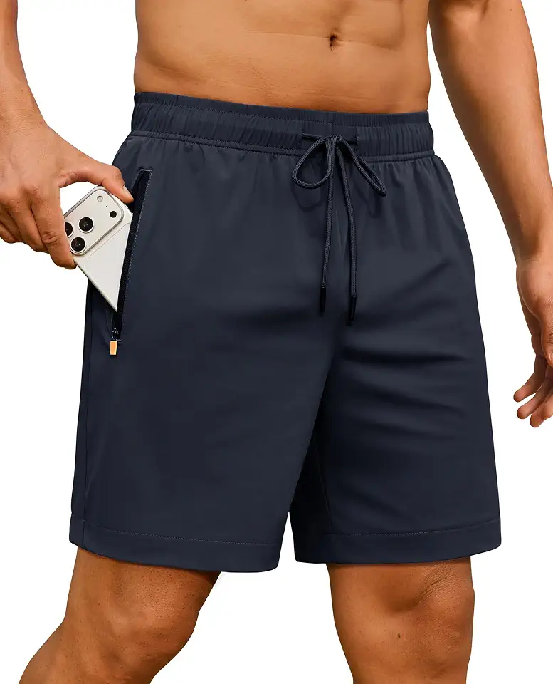Men's Running Athletic Shorts with Zipper Pockets 7 inch Quick Dry Lightweight Gym Workout Basketball Casual Tennis
