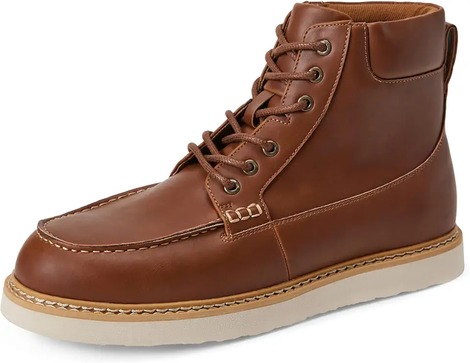 Men's Tan Leather Moc Toe Boots