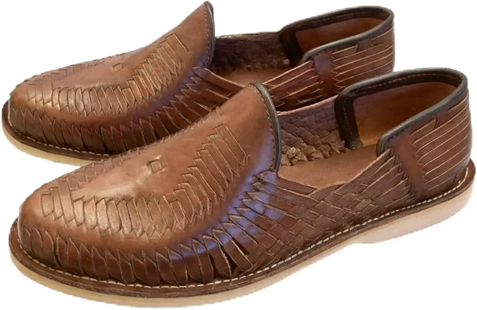 Men's Leather Mexican Huarache Sandals Woven Handcrafted Shoes Camel