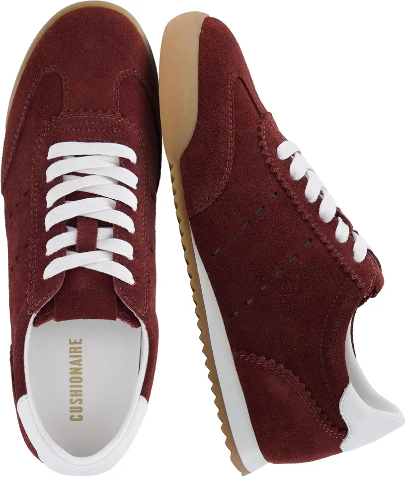 Men's Burgundy Leather Low Top Sneakers