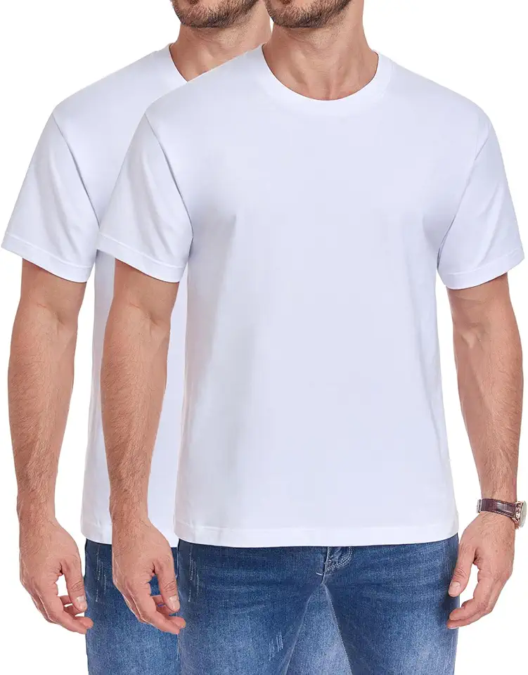 wirarpa Men's T-Shirts 100% Cotton Crewneck Short Sleeve Tees | Good Fit, Comfortable, Casual, Plain Mens T-Shirts
